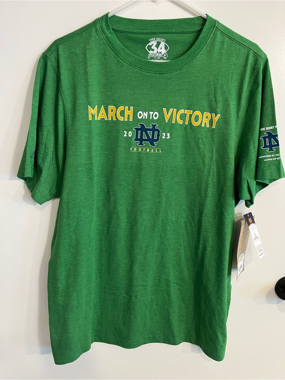 NWT Mens size large Rally For Old Notre Dame green Tee Shirt